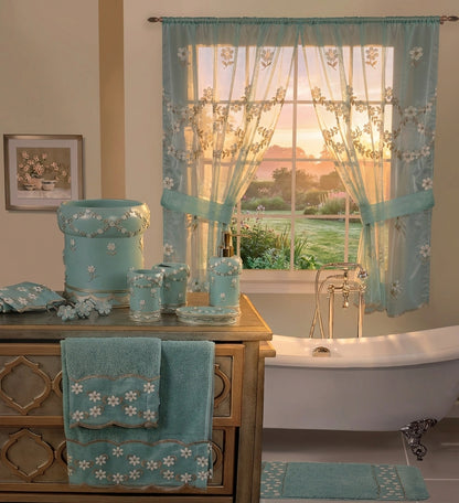 Maya Window Curtain – Delicate Floral Embellished Bathroom Window Treatment