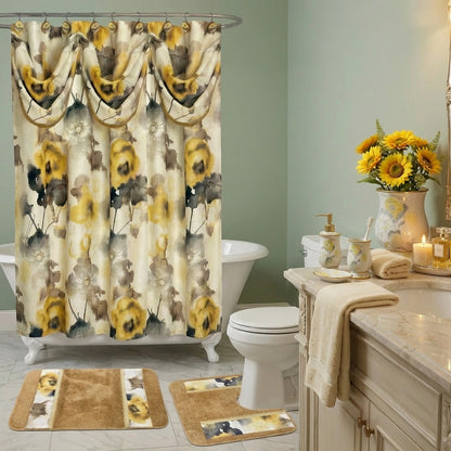 Judy Bathroom Rug Set – Artistic Watercolor Floral Bath Mats