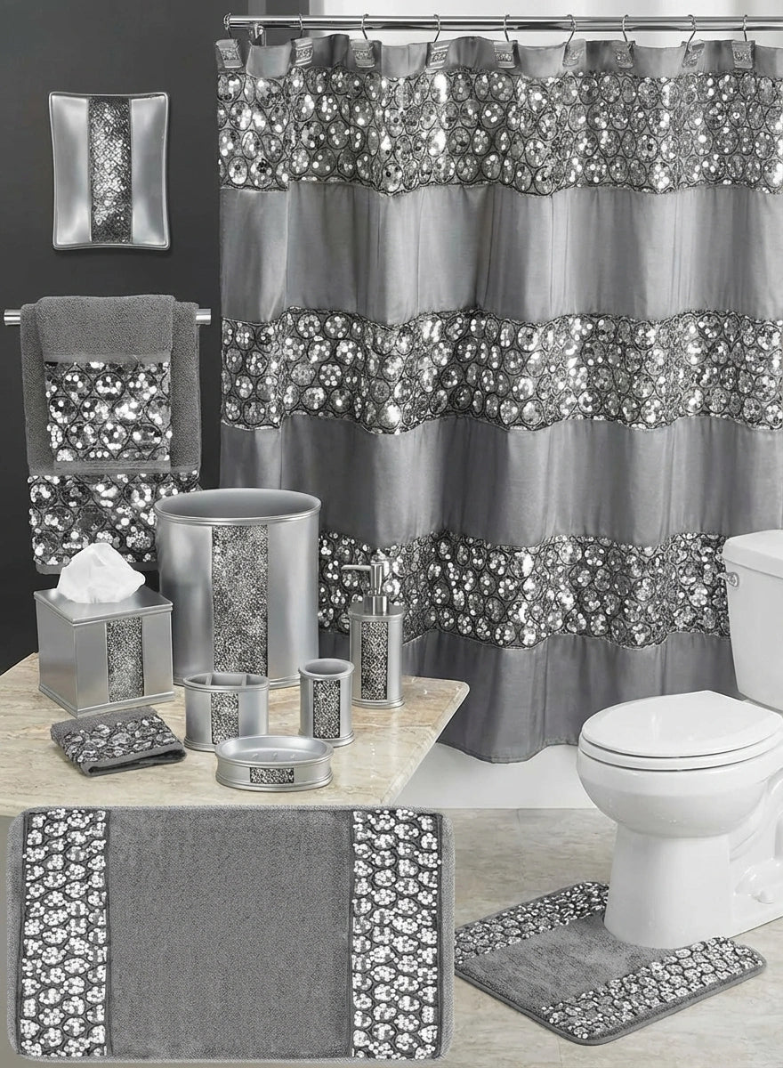 Sinatra Bathroom Rug Set – Glamorous Crystal-Embellished Bath Mats