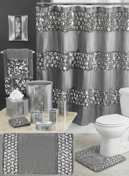 Sinatra Bathroom Rug Set – Glamorous Crystal-Embellished Bath Mats