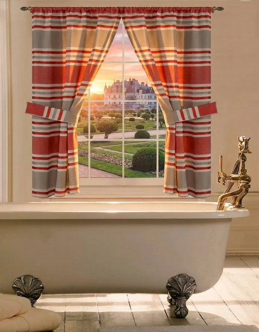 Ivanna Window Curtain – Bold Striped Bathroom Window Treatment