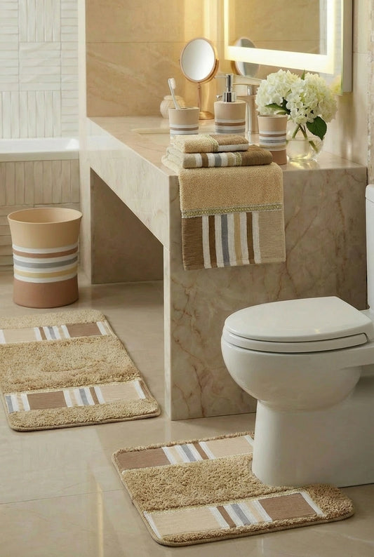 Ivanna 3-Piece Towel Set – Bold Striped Bath Towels