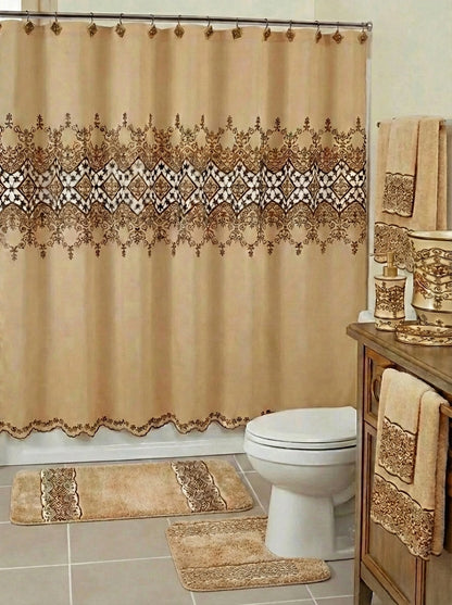 Vivian Beige 3-Piece Towel Set – Intricate Lace-Inspired Bath Towels