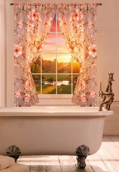 Melrose Window Curtain – Romantic Floral Bathroom Window Treatment