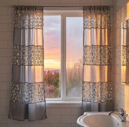 Sinatra Window Curtain – Glamorous Crystal-Embellished Bathroom Window Treatment