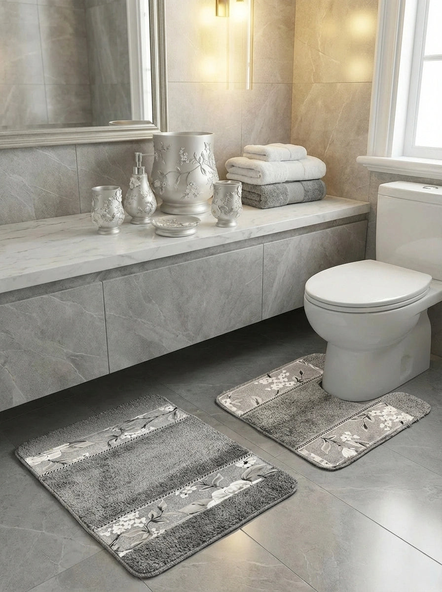 Melrose Bathroom Rug Set – Romantic Floral Bath Mats