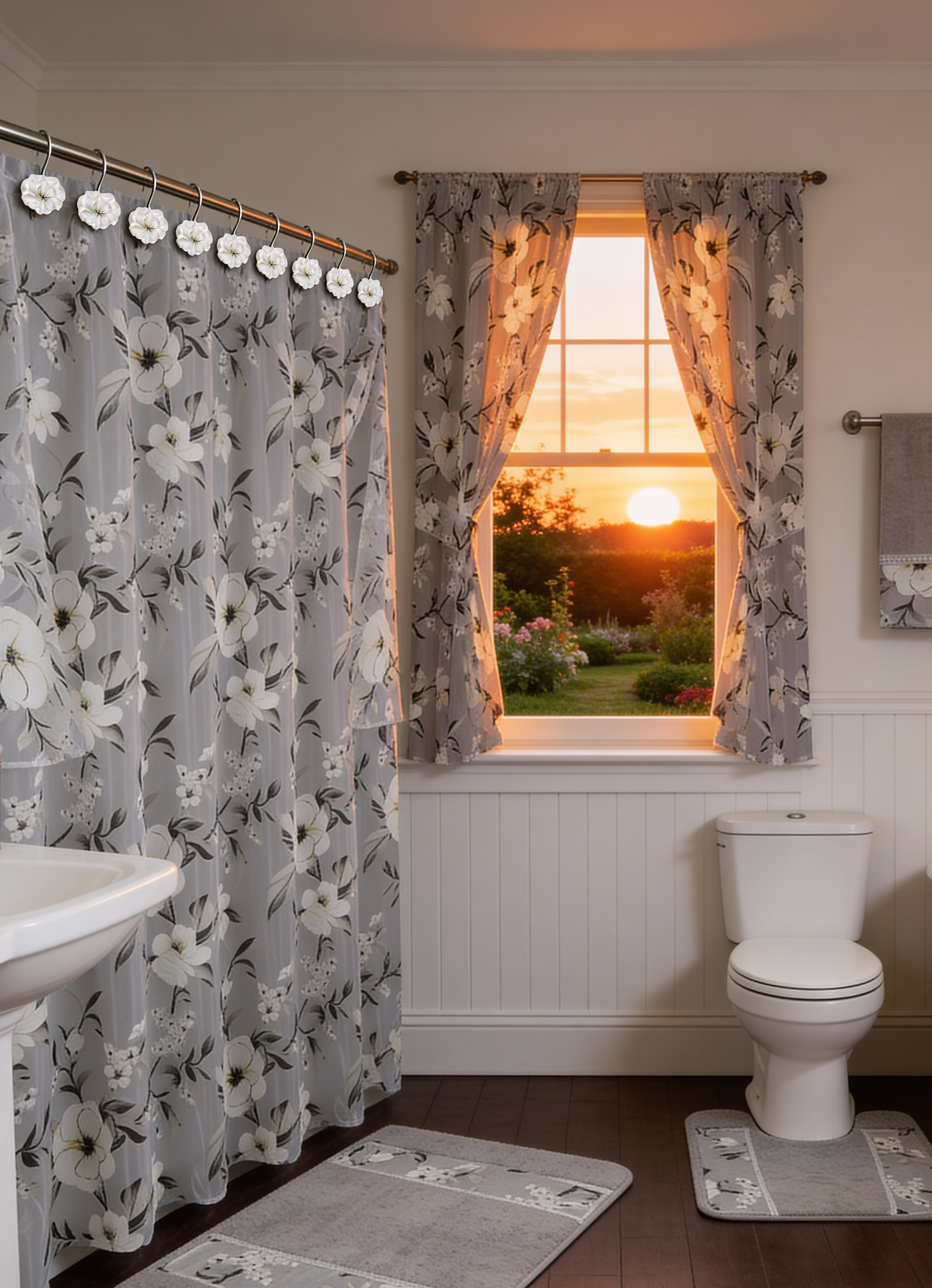 Melrose Shower Curtain – Romantic Floral Bathroom Décor